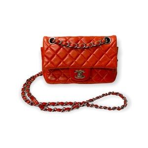 Chanel convertible 2 way mini bag- red lamb skin